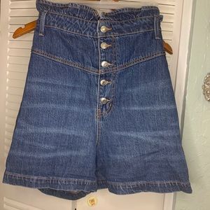 Ruffle Top Denim Shorts